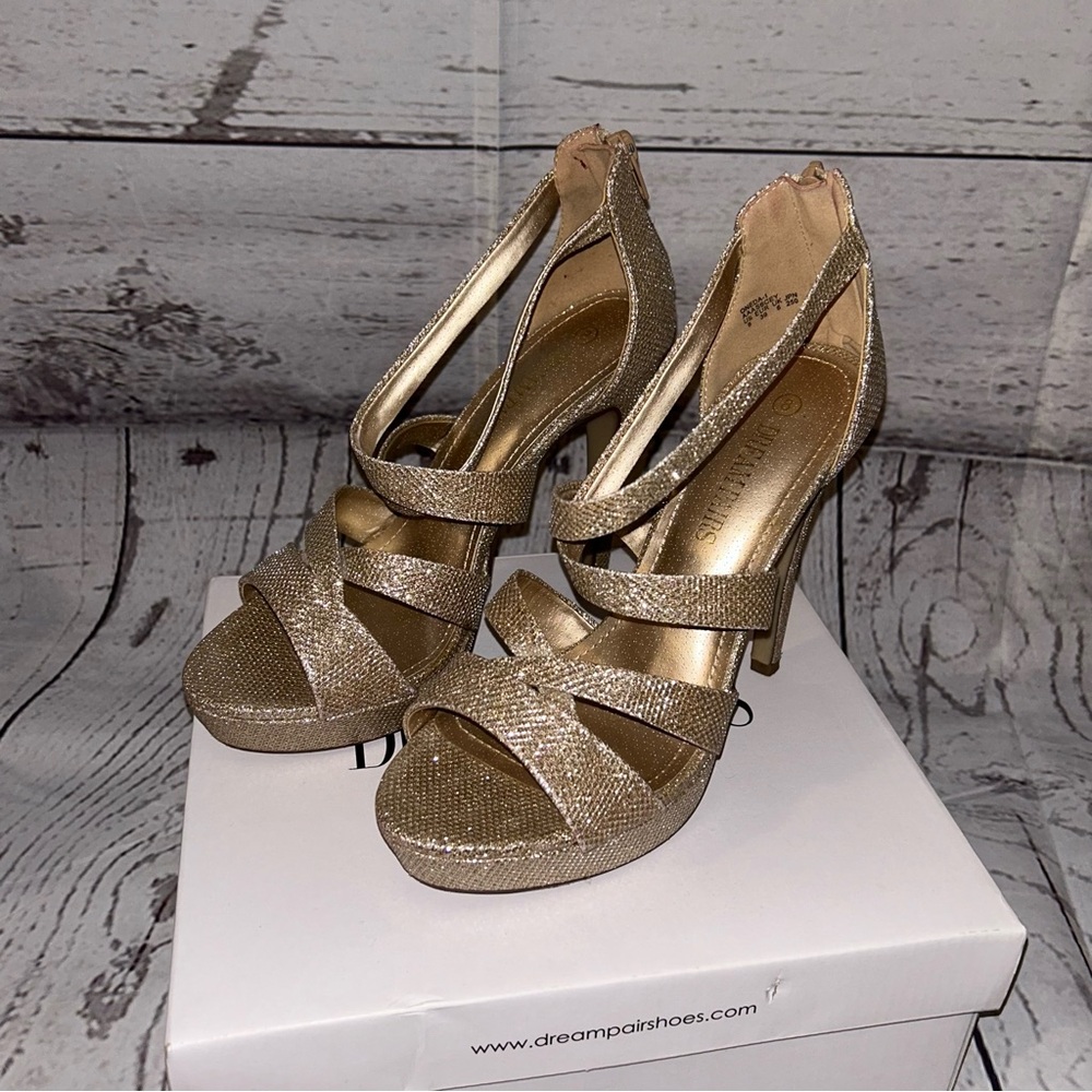 Dream Pairs Gold Glittery Heels